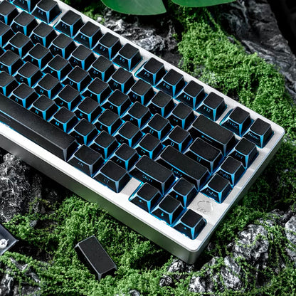 YMDK 142 Keys Light Frame White Character Border PBT Double Shot Backlit Shine Through Cherry Profile for 61/68/84/87/98/104/108 Layout MX Mechanical Keyboard
