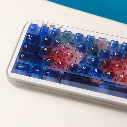 YMDK 121 Keys Frosted Clear Rose Sorrow Starry Sky Theme PC Cherry Profile PC Shine Through Keycaps for MX Mechanical Keyboard