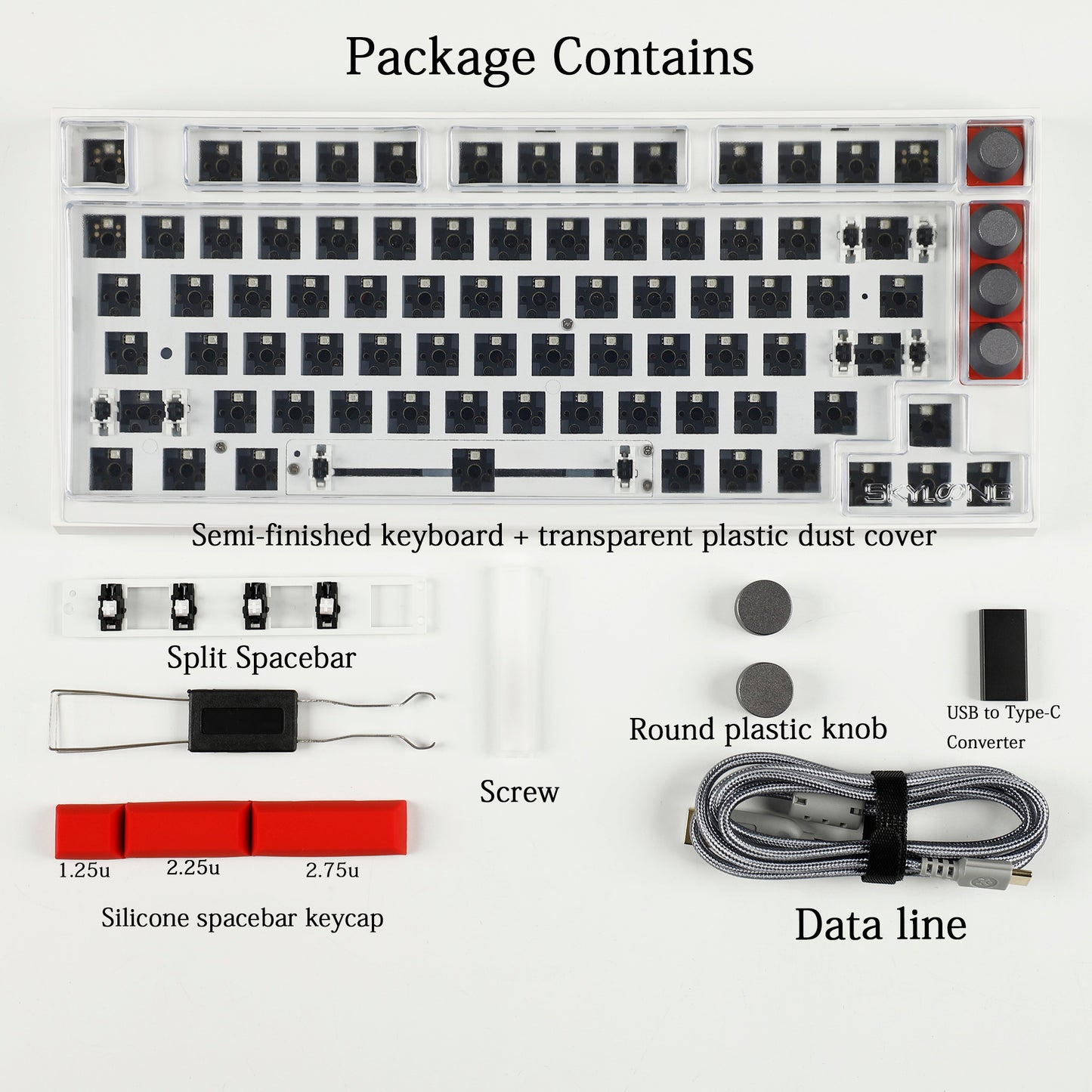 GK75 Triple-Mode 4 Knobs Plastic Case Gasket RGB Hot Swappable Macro Programmable Bluetooth Wired 2.4G Mechanical Keyboard Barebone