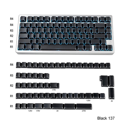 YMDK 142 Keys Light Frame White Character Border PBT Double Shot Backlit Shine Through Cherry Profile for 61/68/84/87/98/104/108 Layout MX Mechanical Keyboard