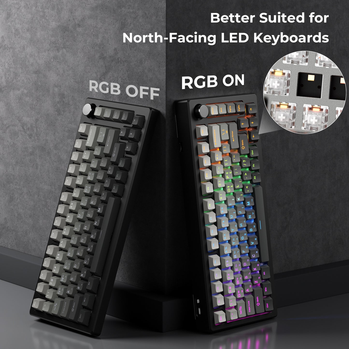 YMDK Korean 132-key Keycaps Backlit Ink Shadow Style Design, Cherry Profile PBT Double Shot for 68/75/87/98/104/108 Mechanical Keyboards