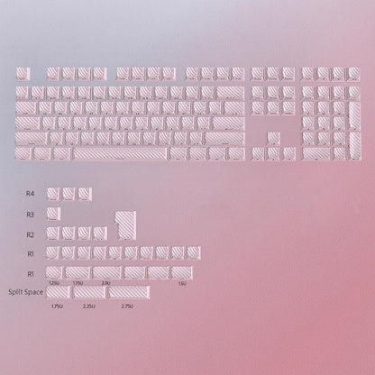 YMDK Demon Wave Blue, White, Pink, Purple Keycaps OEM Side-Printed 136 Key PC Shine Through for 61/64/68/84/87/96/108 Mechanical Keyboards