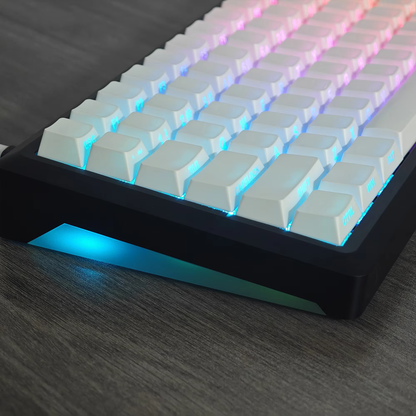 YMDK White Side-lit Shine Through Backlit 141 Keycap For South RGB Mechanical Keyboard（Cherry Profile PBT Double Shot）