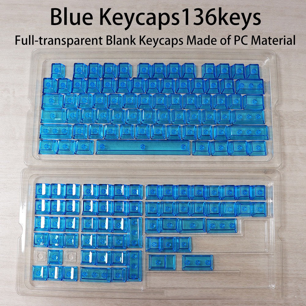 YMDK 136 Keys Full Transparent PC Crystal Ice RGB Blank Keycaps, Cherry Profile for 61/68/84/104/108 MX Mechanical Keyboard
