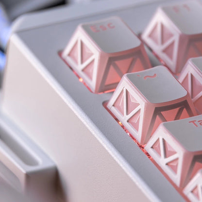 YMDK 130 Keys Imperial Light Theme White Backlit Shine Through Cherry Profile Keycaps for 68/75/87/98/104/108 MX Mechanical Keyboards