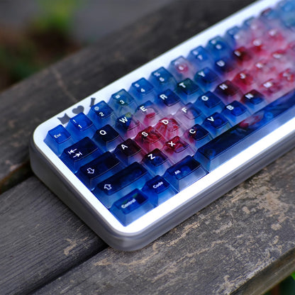 YMDK 121 Keys Frosted Clear Rose Sorrow Starry Sky Theme PC Cherry Profile PC Shine Through Keycaps for MX Mechanical Keyboard