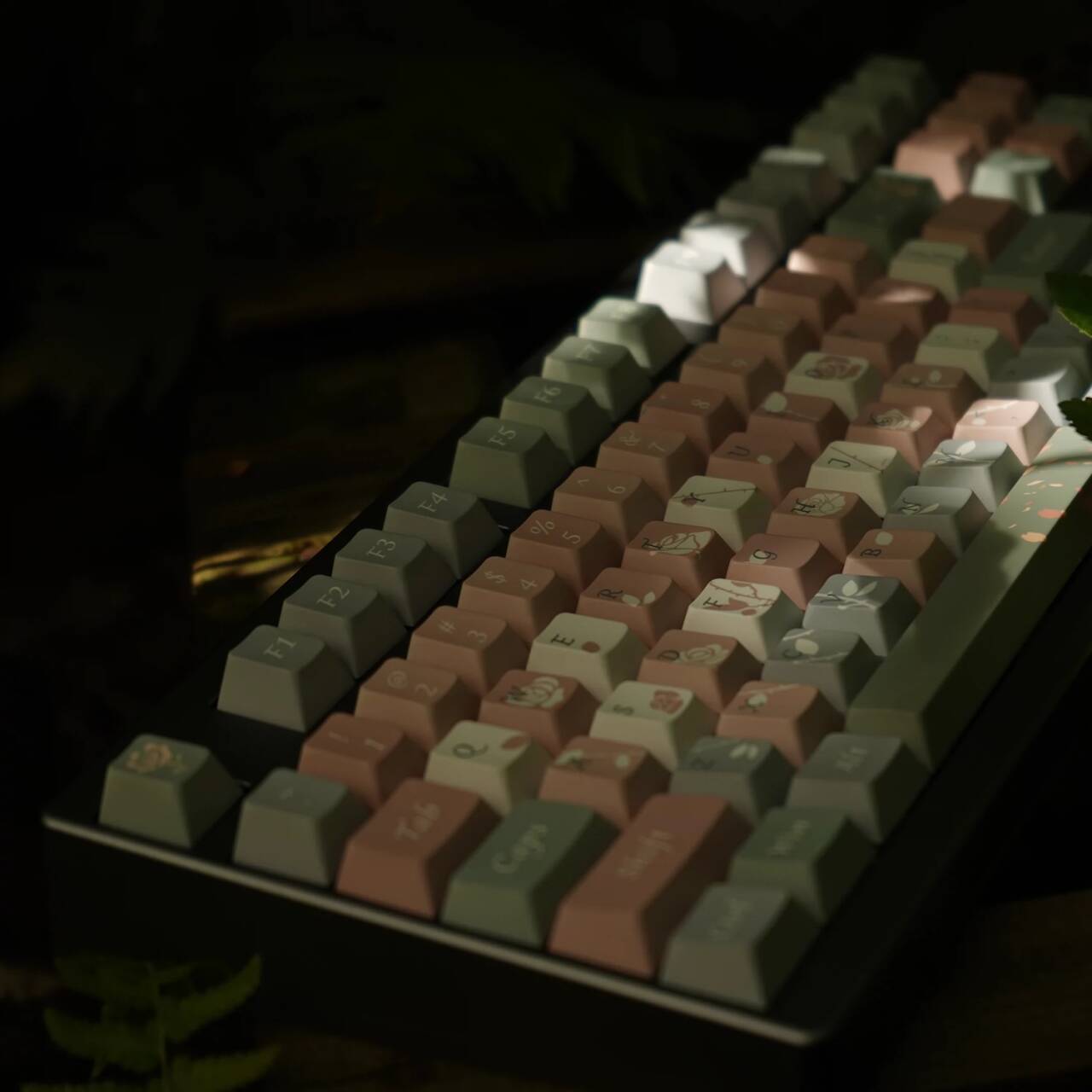 YMDK Old Testament Rose Theme Keycaps Full Set 129 Keys Cherry Profile PBT Dye Sub Keycap for MX Mechanical Keyboard