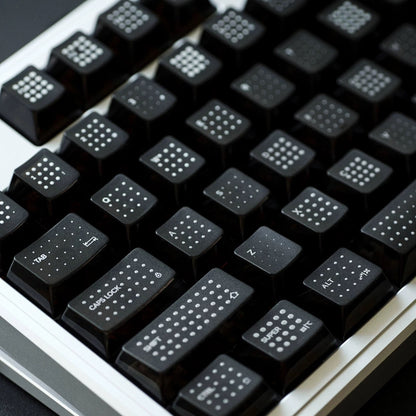 YMDK Polka Dot 142 keys Keycaps Black Frosted Shine Through Cherry Profile PC UV Print Keycap for 61/68/84/87/98/104/108 MX Mechanical Keyboard