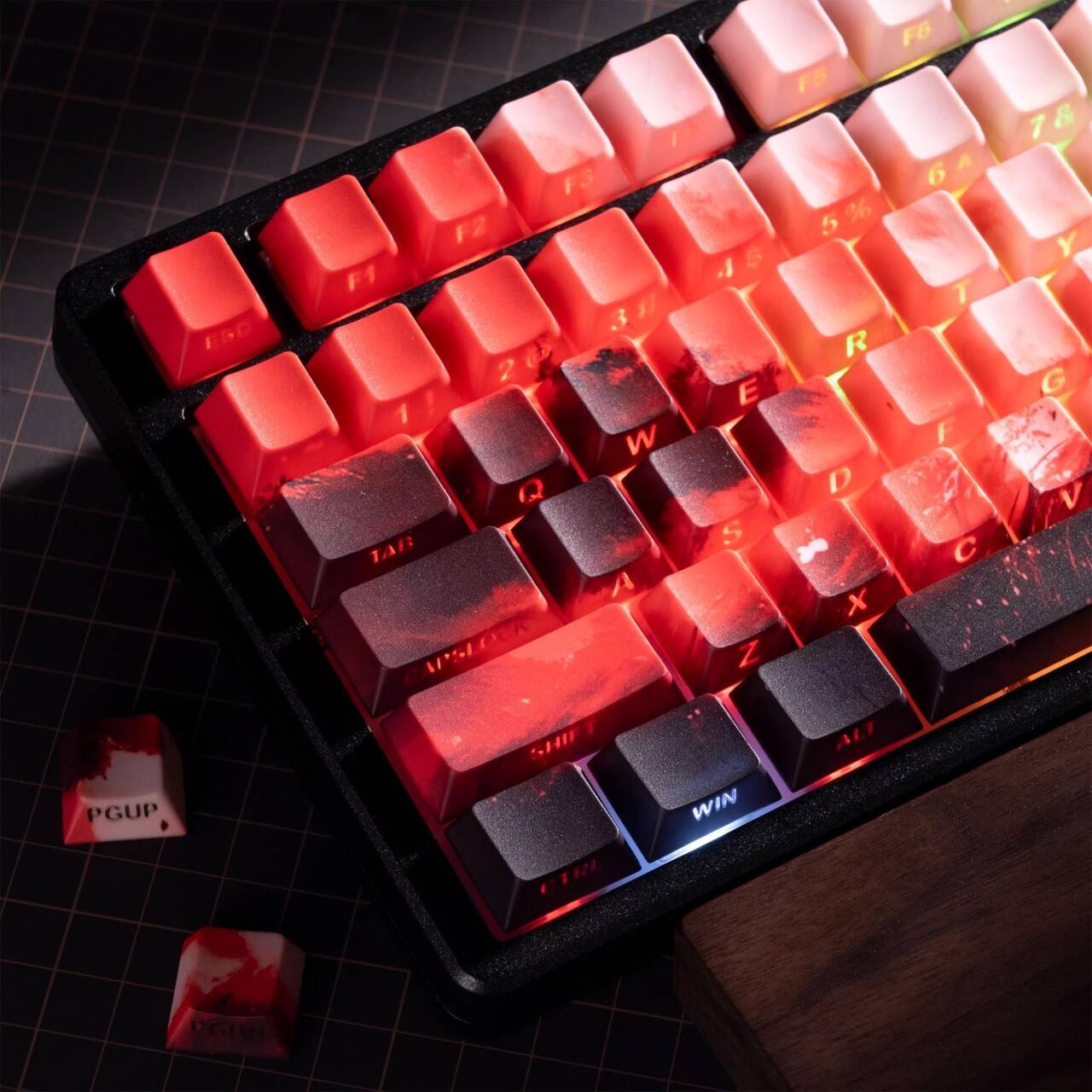 YMDK Black Wu Ink Style Keycaps Full Set 134 Keys Creative Minimalist Custom Keycap PBT Cherry Profile Sidelit Dye Sub key Caps for MX Mechanical Keyboard