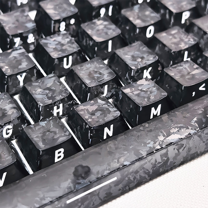 YMDK Carbon Fiber Texture 119 Key Side Printed Shine Through Keycaps for 61/64/68/84/87/96/108-Key MX Mechanical Keyboards