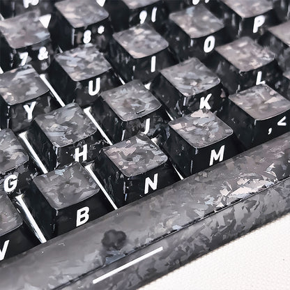YMDK Carbon Fiber Texture 119 Key Side Printed Shine Through Keycaps for 61/64/68/84/87/96/108-Key MX Mechanical Keyboards