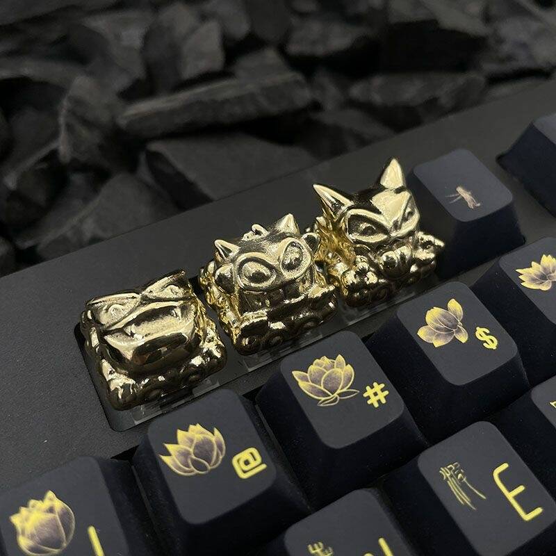 YMDK Strange Frog Personality Keycaps Novel Creative Keycaps Pure Copper Handmade Keycaps for MX Mechanical Keyboard