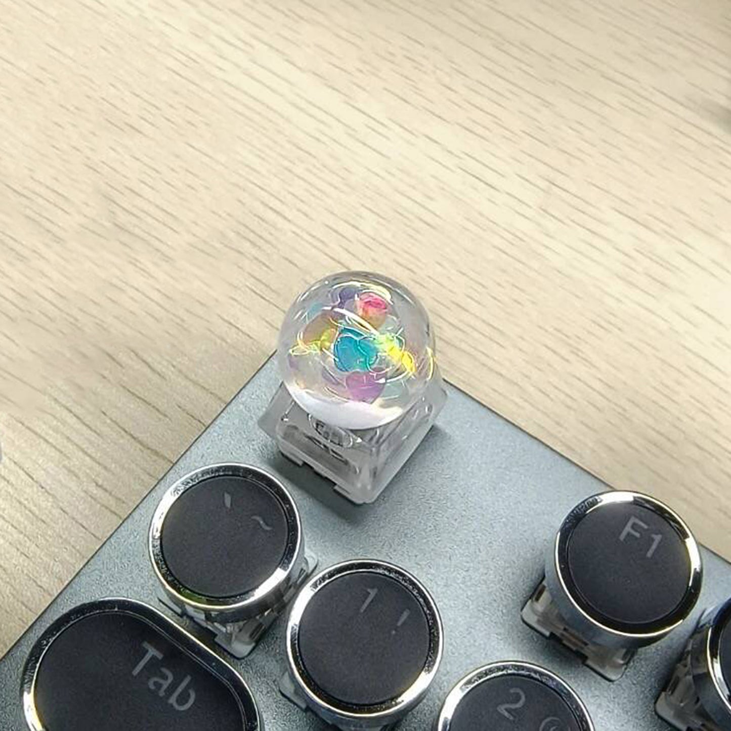 YMDK Crystal Ball Personalized Keycap Cute Resin OEM Profile R4 Transparent for Mechanical Keyboard