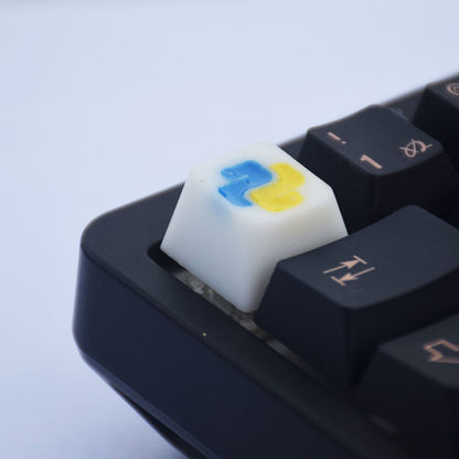 YMDK Python Icon Key Cap Personalized Keycap Resin 3D Print Hand Painted for Mechanical Keyboard