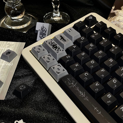 YMDK 143 key Occult Theme Keycaps PBT Cherry Profile Five-sided Dye Sub Custom Keycap for 61/68/75/87/98/104/108 MX Mechanical Keyboard