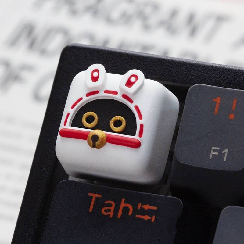 YMDK Rabbit Shark Personalized Keycaps Cute Cartoon Novel Homemade Resin Art Keycaps for MX Mechanical Keyboard