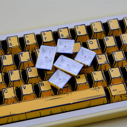 YMDK Yellow Comic Keycaps Full Set 151 Keys Creative Cartoon Style Custom Cherry Profile PBT Dye Sub Keycap for MX Mechanical keyboard