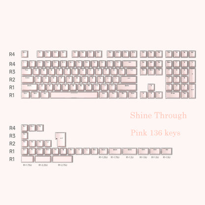 YMDK Crystal Jelly Pudding Keycaps 136 Keys Backlit Keycap Double Shot PC Acrylic for 68/75/84/87/108 MX Mechanical Keyboards