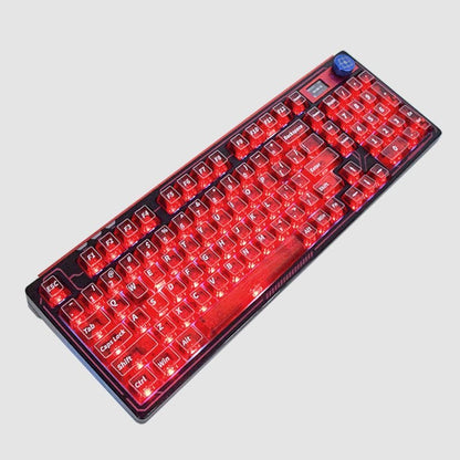 YMDK 121 Keys Red Transparent PC Shine Through Top Print Cherry Profile Keycaps for MX 61/64/68/84/87/100/104/108 Layout MX Mechanical Keyboard