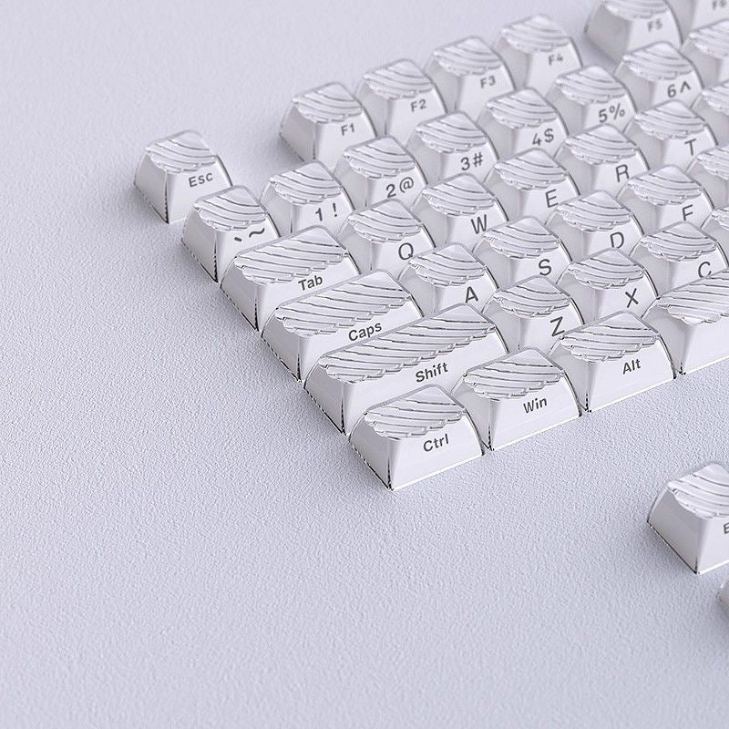 YMDK Demon Wave Blue, White, Pink, Purple Keycaps OEM Side-Printed 136 Key PC Shine Through for 61/64/68/84/87/96/108 Mechanical Keyboards