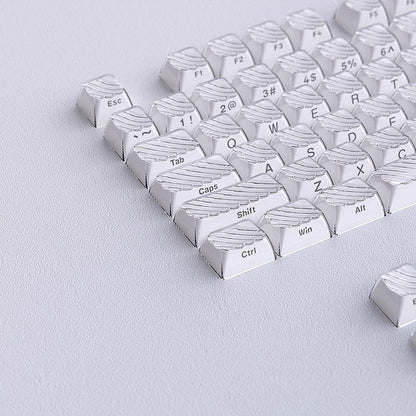 YMDK Demon Wave Blue, White, Pink, Purple Keycaps OEM Side-Printed 136 Key PC Shine Through for 61/64/68/84/87/96/108 Mechanical Keyboards