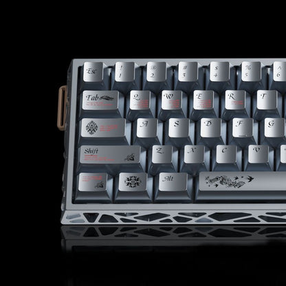 YMDK 126 keys Key of Time Theme Cherry Profile Metal Texture Keycaps Five-sided Dye Sub UV Print Keycap for 61/68/75/87/96/100/104/108 MX Mechanical Keyboard