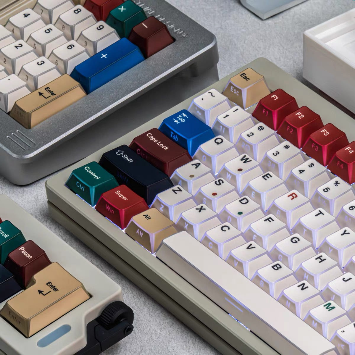 YMDK Side Shine-Through Folding Shadow Keycaps, Cherry Profile Side Water Chestnut Dye Sub PBT Mixed Light Custom Keycap Set, 129 Keys for 68/75/87/98/104/108 MX Mechanical Keyboard