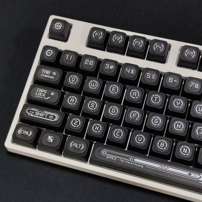 YMDK 136 Keys Cat's Eye Stone White and Purple Double Spelling Keycaps Translucent Cherry Profile for 61/68/87/98/104/108 MX Mechanical Keyboard