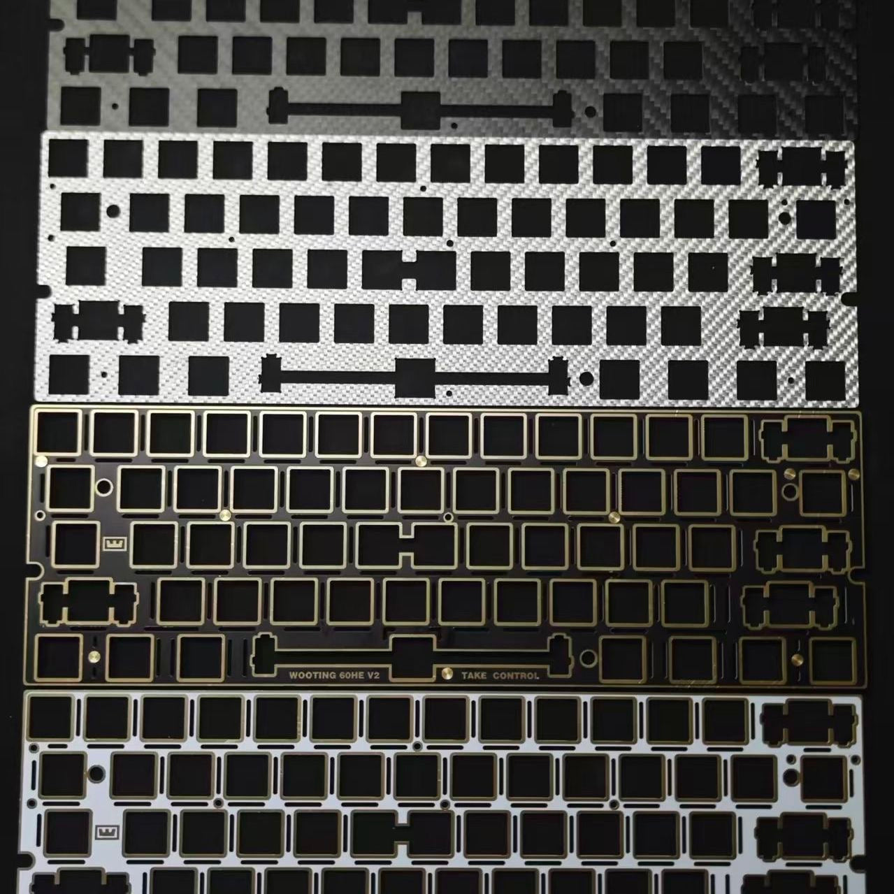 YMDK 60% Layout Switch Plate, Immersion Gold FR4 / Carbon Fiber Keyboard Positioning Plate Compatible with Wooting 60HE Mechanical Keyboard