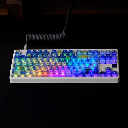 YMDK 121 Keys Frosted Clear Rose Sorrow Starry Sky Theme PC Cherry Profile PC Shine Through Keycaps for MX Mechanical Keyboard