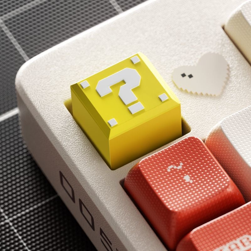 Cartoon Mushroom Question Mark Block Brick 1 pcs PVC Material Cute Personalized Custom Keycaps for MX Mechanical Keyboard