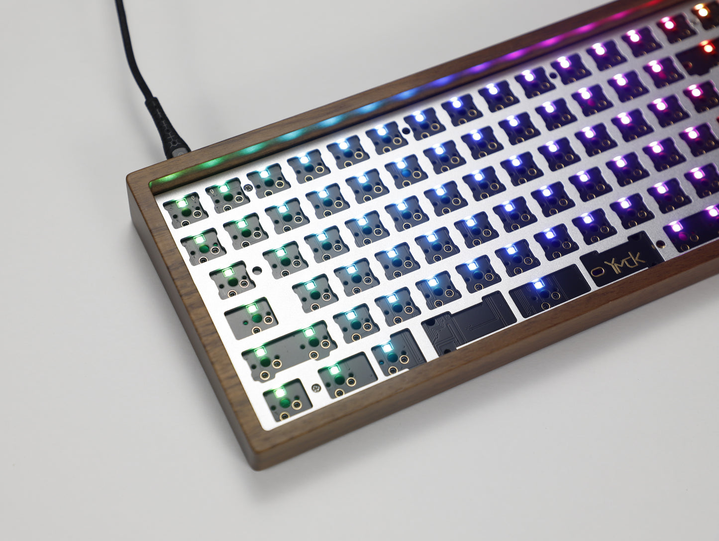 YMD75% YMD84 Wood RGB Kit(ANSI or ISO Layout North Facing VIA VIAL Fully Programmable)