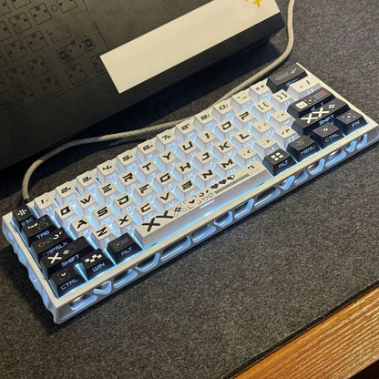 YMDK 125 Keys Black White Printing Cherry Profile Top Print Sidelit Dye Sub PBT Keycaps for 65/75/87/98/100/104 MX Mechanical Keyboard