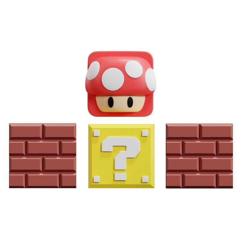 Cartoon Mushroom Question Mark Block Brick 1 pcs PVC Material Cute Personalized Custom Keycaps for MX Mechanical Keyboard