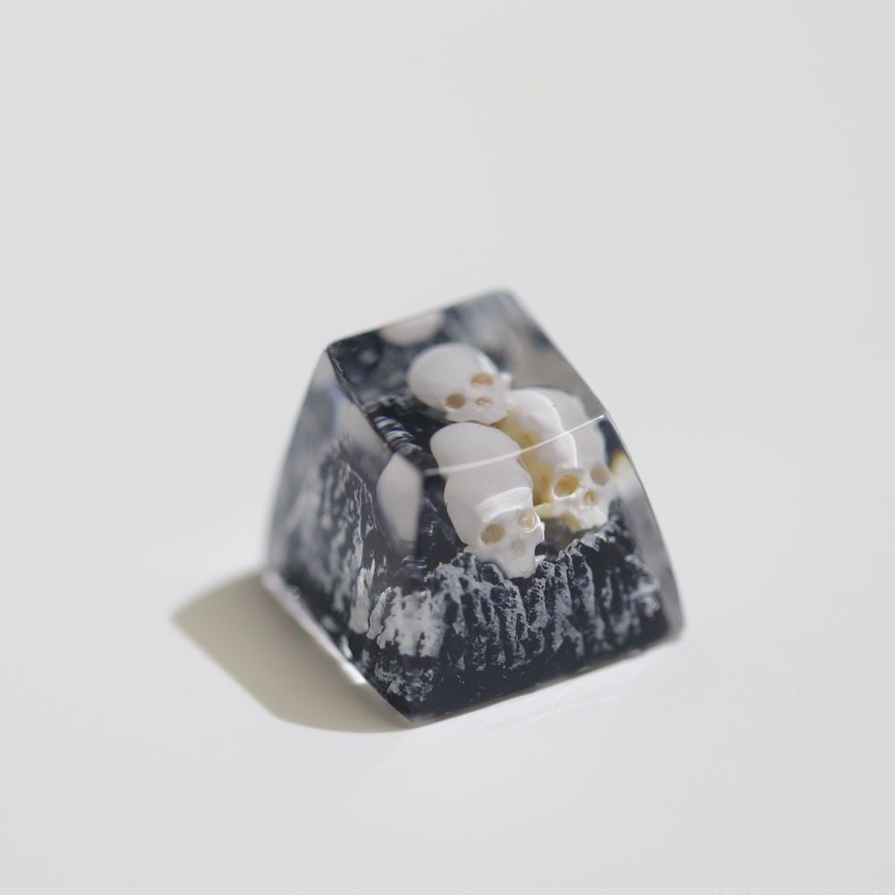 YMDK Snow Mountain Green Mountain Skull Resin Handmade SA Personalized Keycaps Shine Through Cool Keycap for MX Switch Keyboards