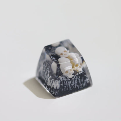 YMDK Snow Mountain Green Mountain Skull Resin Handmade SA Personalized Keycaps Shine Through Cool Keycap for MX Switch Keyboards