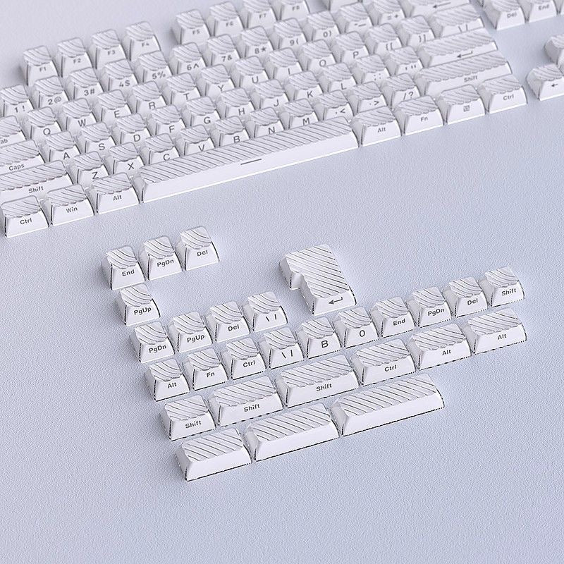 YMDK Demon Wave Blue, White, Pink, Purple Keycaps OEM Side-Printed 136 Key PC Shine Through for 61/64/68/84/87/96/108 Mechanical Keyboards