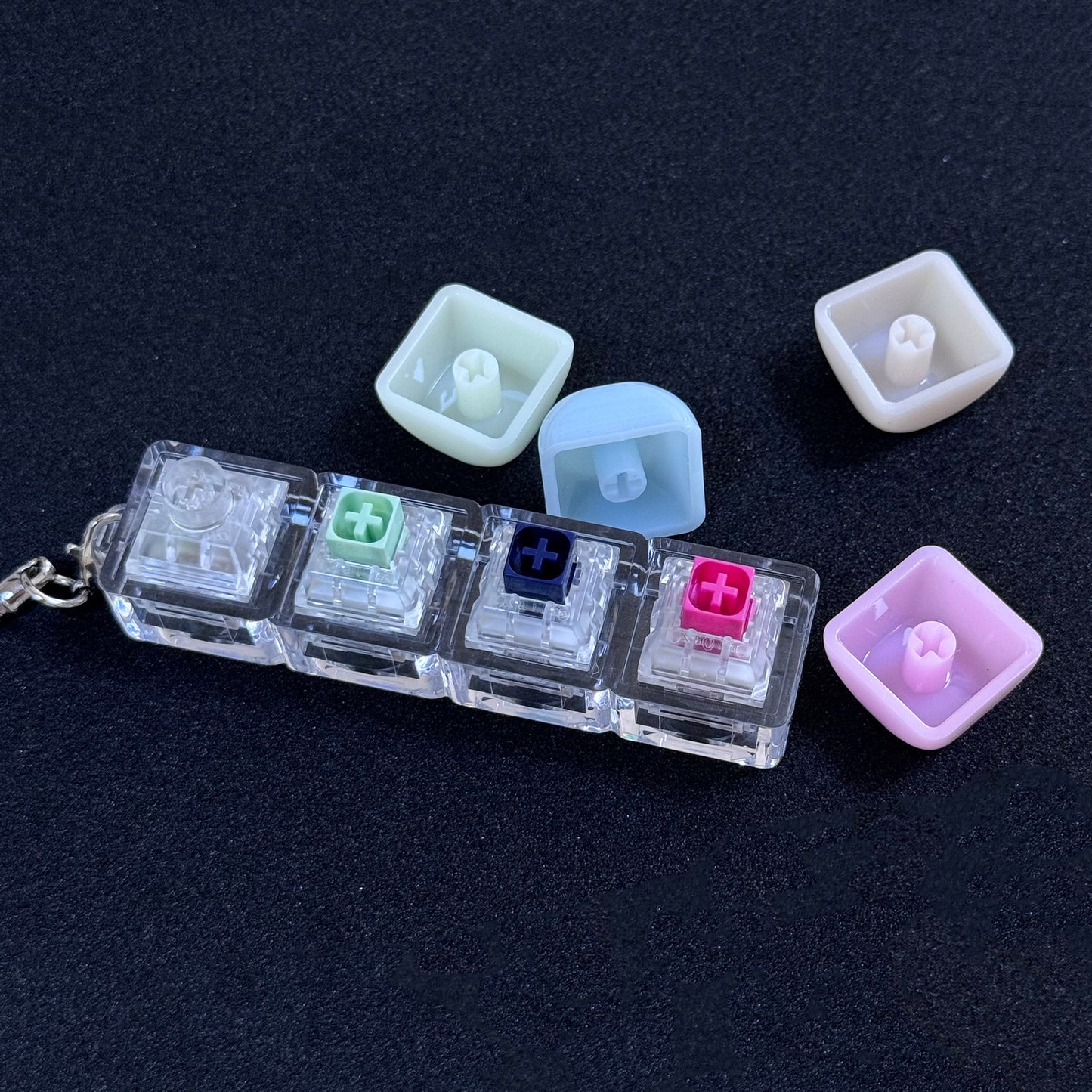 YMDK  Switch Tester Kit, Transparent PC Frame with Jelly Custom Keycaps, Portable Keychain MX Switch Sampler