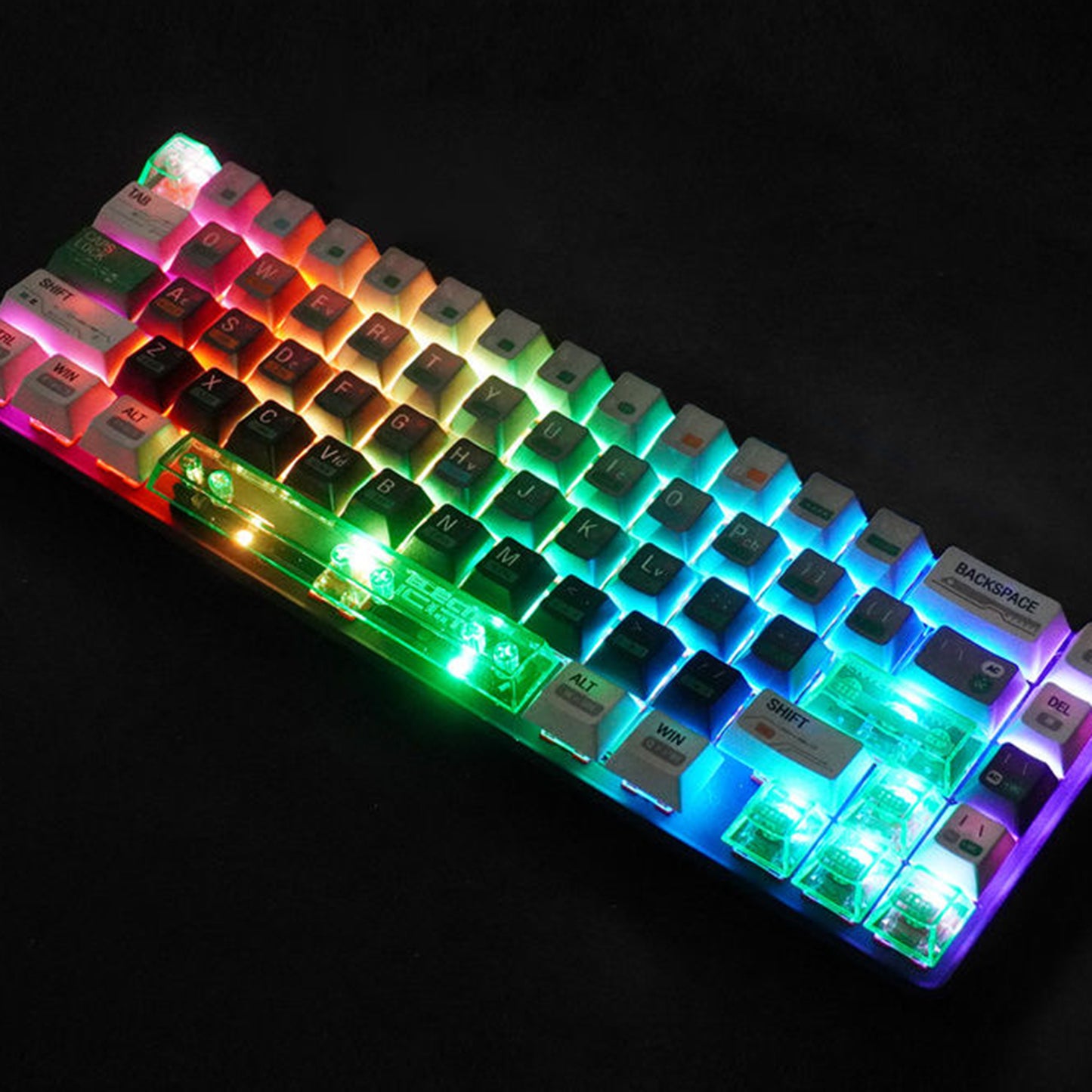 YMDK Chemistry 003 Keycaps Creative Green Transparent Element PBT PC Cherry Profile Dye Sub Keycap for 68 75 87 MX Mechanical Keyboard