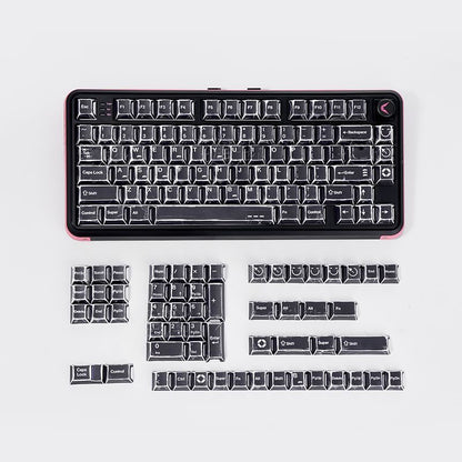 YMDK Black Comic Keycaps Full Set 136 Keys Manga Anime Minimalist Style Dye Sub PBT Cherry Profile for MX Mechanical Keyboard