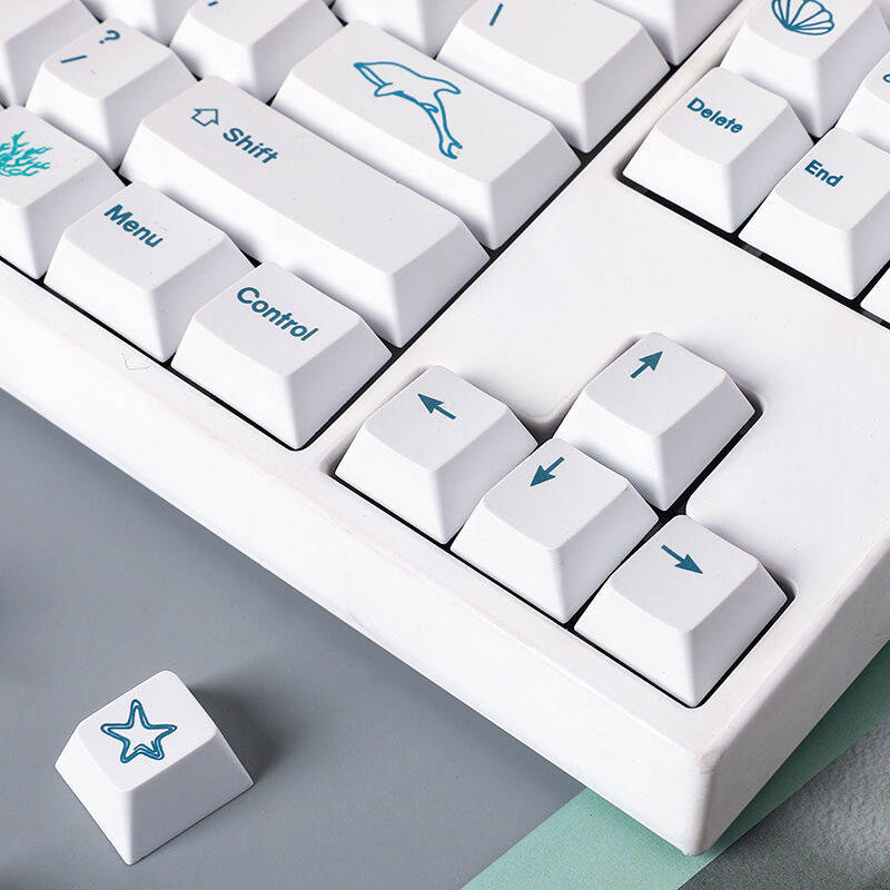 YMDK White Ocean Full Set Keycaps 128 keys Creative Minimalist Custom Keycap Cherry Profile PBT Dye Sub key Caps for MX Mechanical Keyboard