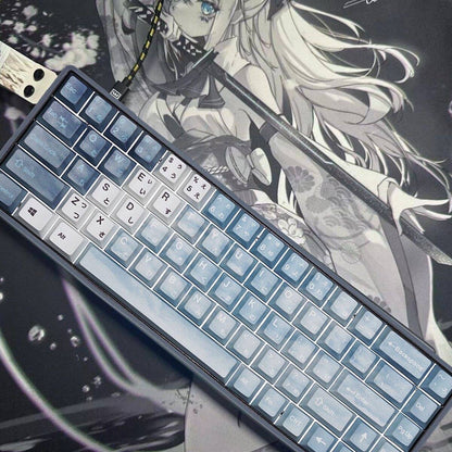 YMDK Snow Girl Clear Sky Theme Keycap Full Set 130 Keys Japanese PBT Cherry Profile Dye Sub Keycap for MX Mechanical Keyboard