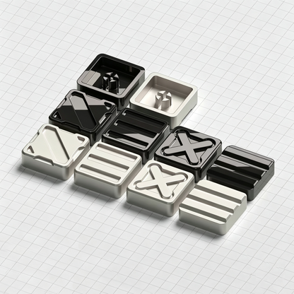 YMDK Metal Custom Keycap, Black‑White Gloss & Matte Finish, Nuclear Cube Artisan Keycap for Custom Mechanical Keyboard