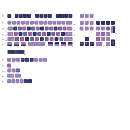 YMDK Snow Blue Chrysanthemum Butterfly Theme Keycaps Full Set 126 Keys MDA Profile PBT Dye Sub Keycap for MX Mechanical Keyboard