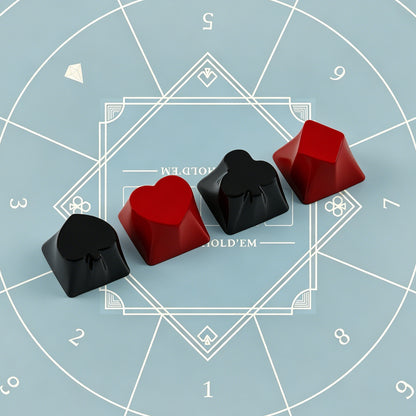 YMDK 4pcs Poker Suit Metal Keycaps, Matte Gold Electroplated Spade Heart Club Diamond Direction Arrow Key Keycaps for MX Mechanical Keyboards
