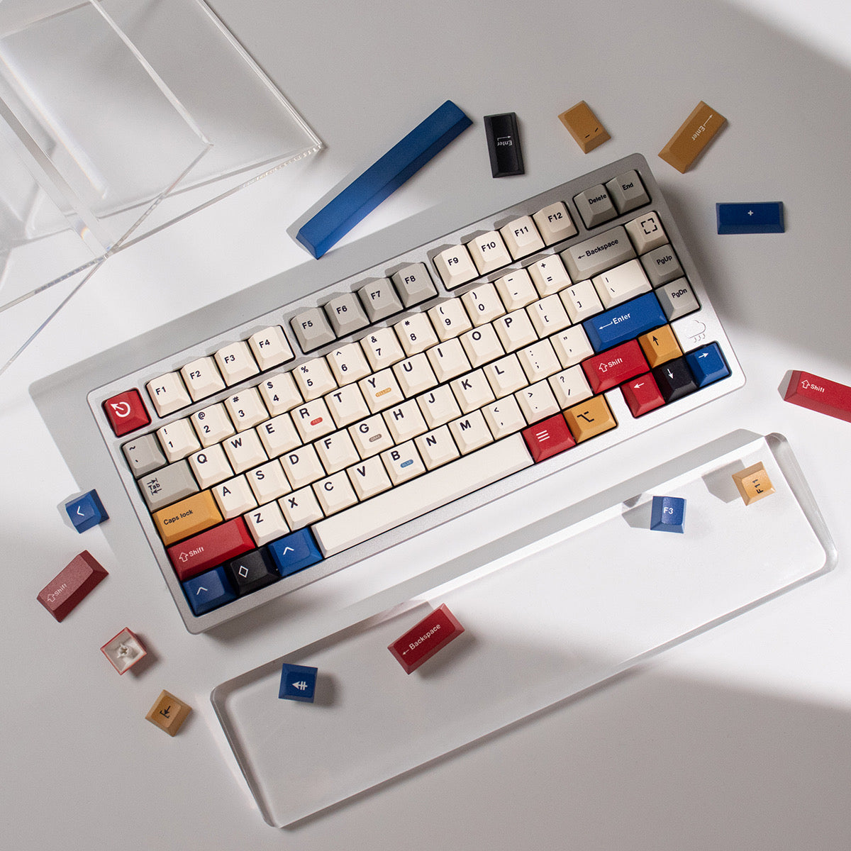 YMDK Retro Baideng Large Full Set of Keycaps PBT Dye Sublimation Cherry Profile for Mechanical Keyboard