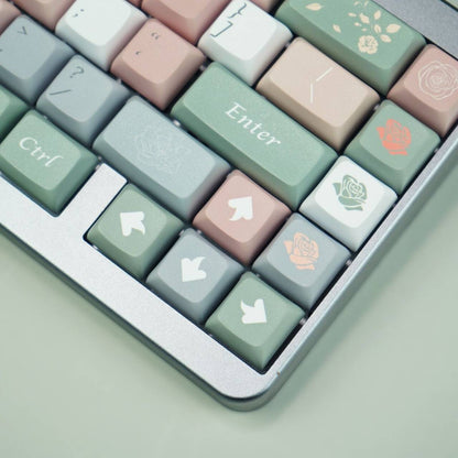 YMDK Old Testament Rose Theme Keycaps Full Set 122 Keys XDA Profile PBT Dye Sub Keycap for MX Mechanical Keyboard