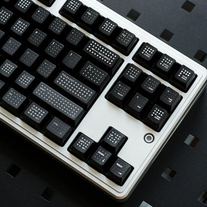 YMDK Polka Dot 142 keys Keycaps Black Frosted Shine Through Cherry Profile PC UV Print Keycap for 61/68/84/87/98/104/108 MX Mechanical Keyboard