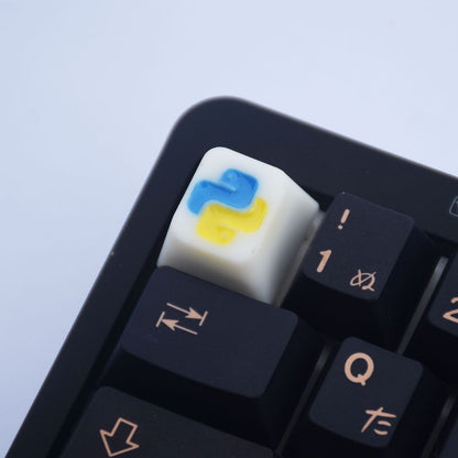 YMDK Python Icon Key Cap Personalized Keycap Resin 3D Print Hand Painted for Mechanical Keyboard