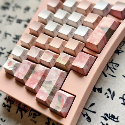 YMDK Tulip Impression Theme Keycaps Full Set 139 Keys Sidelit Cherry Profile PBT Dye Sub Keycap for MX Mechanical Keyboard